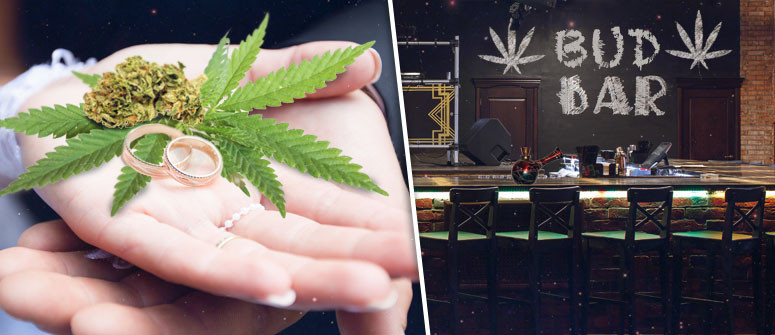 Barras de hierba y bodas con marihuana. El cannabis, con estilo.
